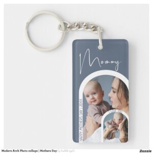 Modern Arch Photo collage Mothers Day Keychain