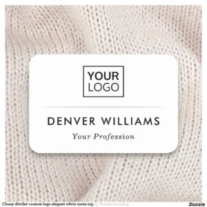 Classy divider custom logo elegant white name tag