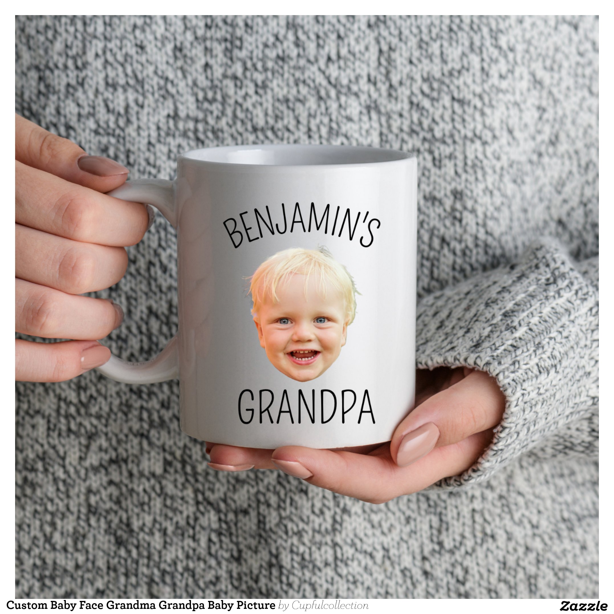 Custom Baby Face Grandma Grandpa Baby Picture Mug