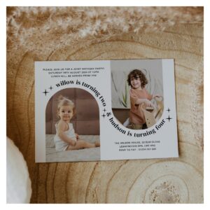Double Arch Photo Joint Birthday Invitation