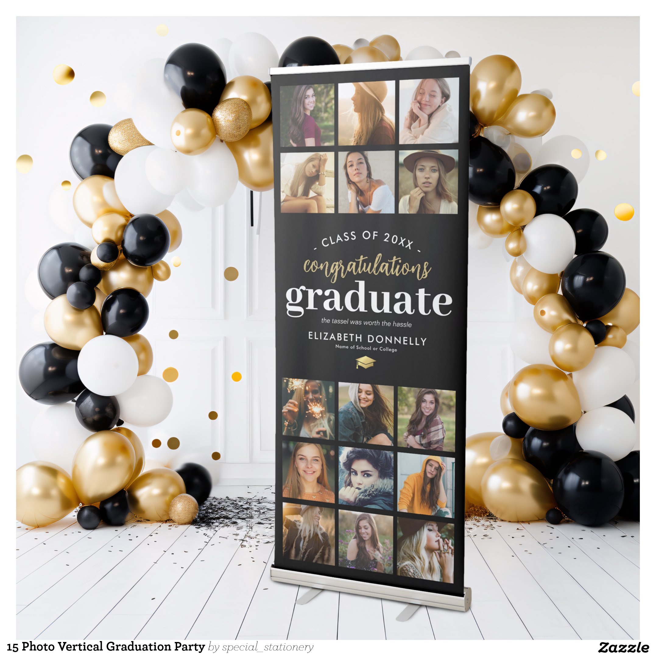 15 Photo Vertical Graduation Party Retractable Banner
