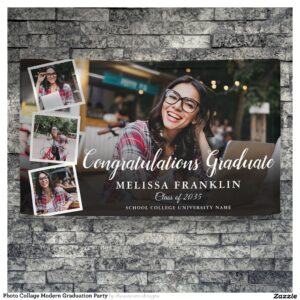 Photo Collage Modern Graduation Party Banner