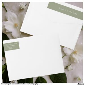 Simple Sage Green and White Modern Calligraphy Wrap Around Label