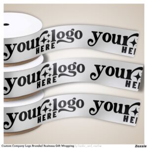 Custom Company Logo Branded Business Gift Wrapping Satin Ribbon