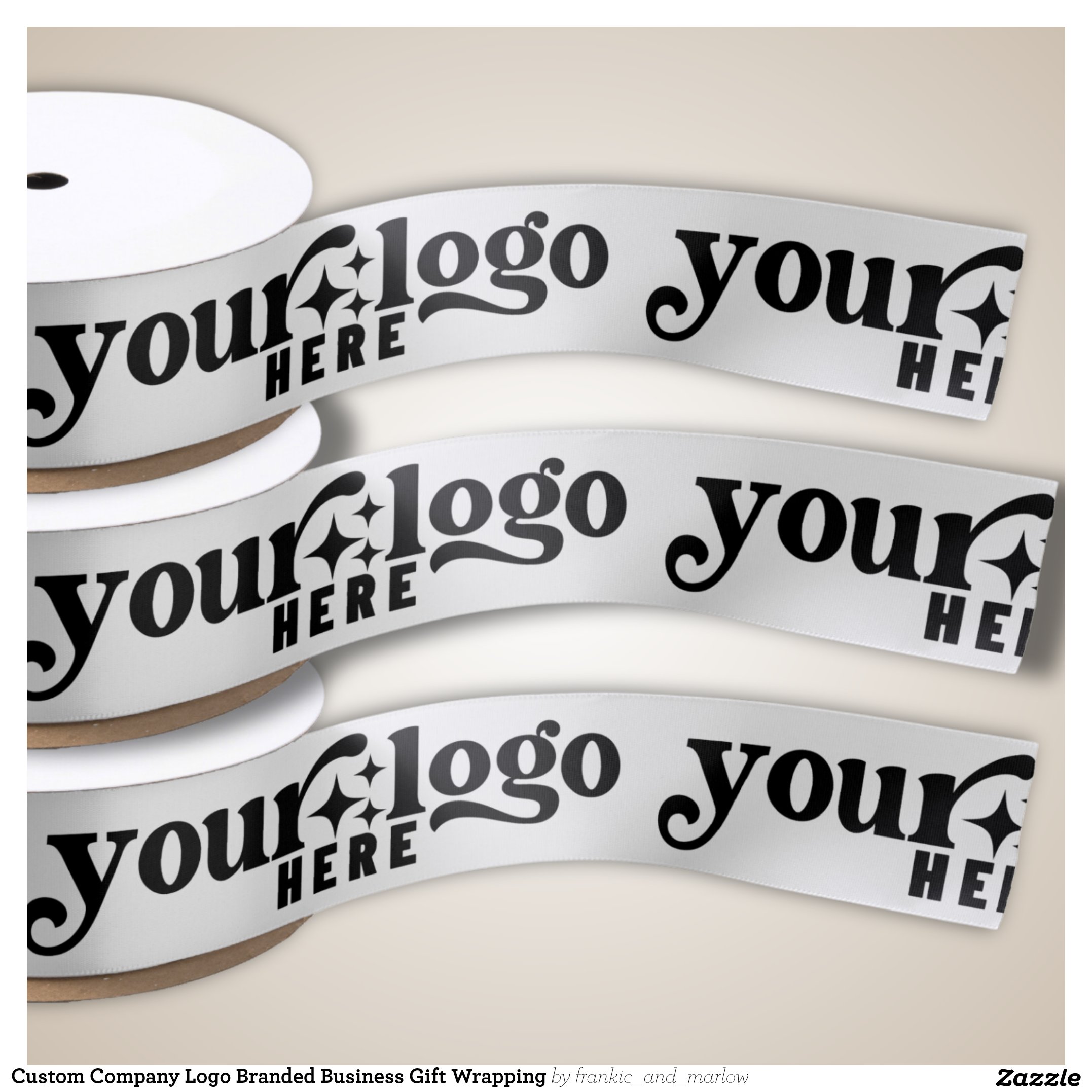 Custom Company Logo Branded Business Gift Wrapping Satin Ribbon