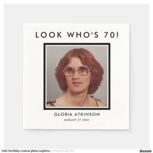 70th birthday custom photo napkins