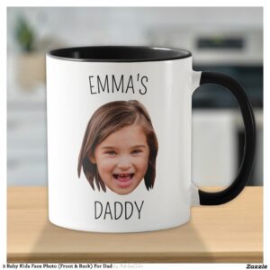 2 Baby Kids Face Photo (Front & Back) For Dad Mug