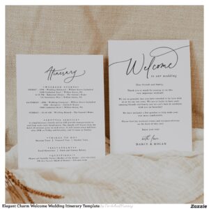 Elegant Charm Welcome Wedding Itinerary Template