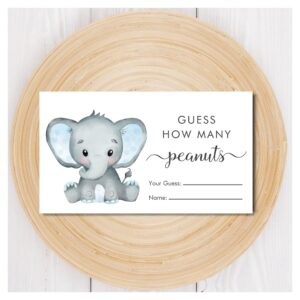 Guess How Many Peanuts Elephant Baby Boy Shower Enclosure Card