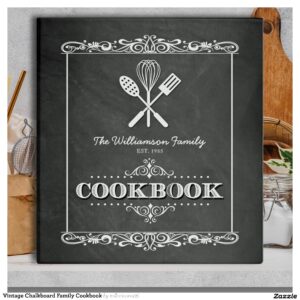 Vintage Chalkboard Family Cookbook Binder
