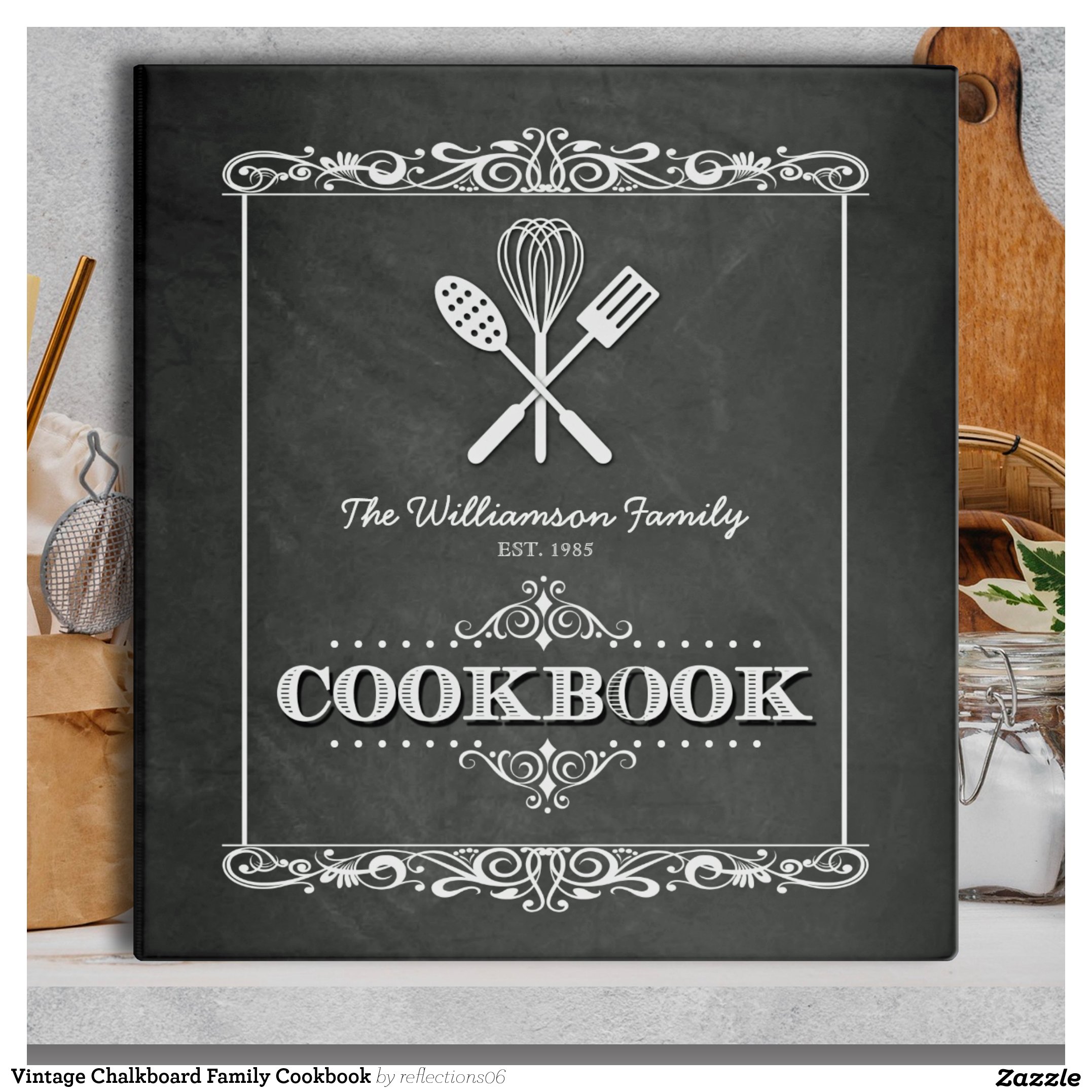 Vintage Chalkboard Family Cookbook Binder