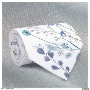 blue wildflowers neck tie
