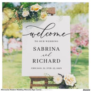 Minimalist Modern Wedding Welcome Sign Canvas