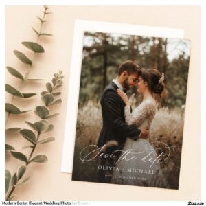 Modern Script Elegant Wedding Photo Save The Date
