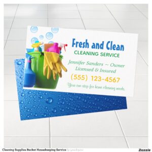 Cleaning Supplies Bucket Housekeeping Service Business Card