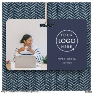 Navy ID Card Modern Trendy Employee Blue Badge