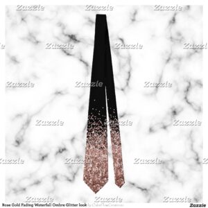 Rose Gold Fading Waterfall Ombre Glitter look Neck Tie