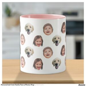 Personalized Cute Family Face 3 Photos Mug