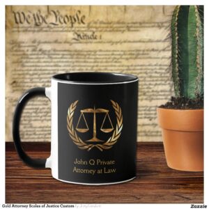 Gold Attorney Scales of Justice Custom Mug