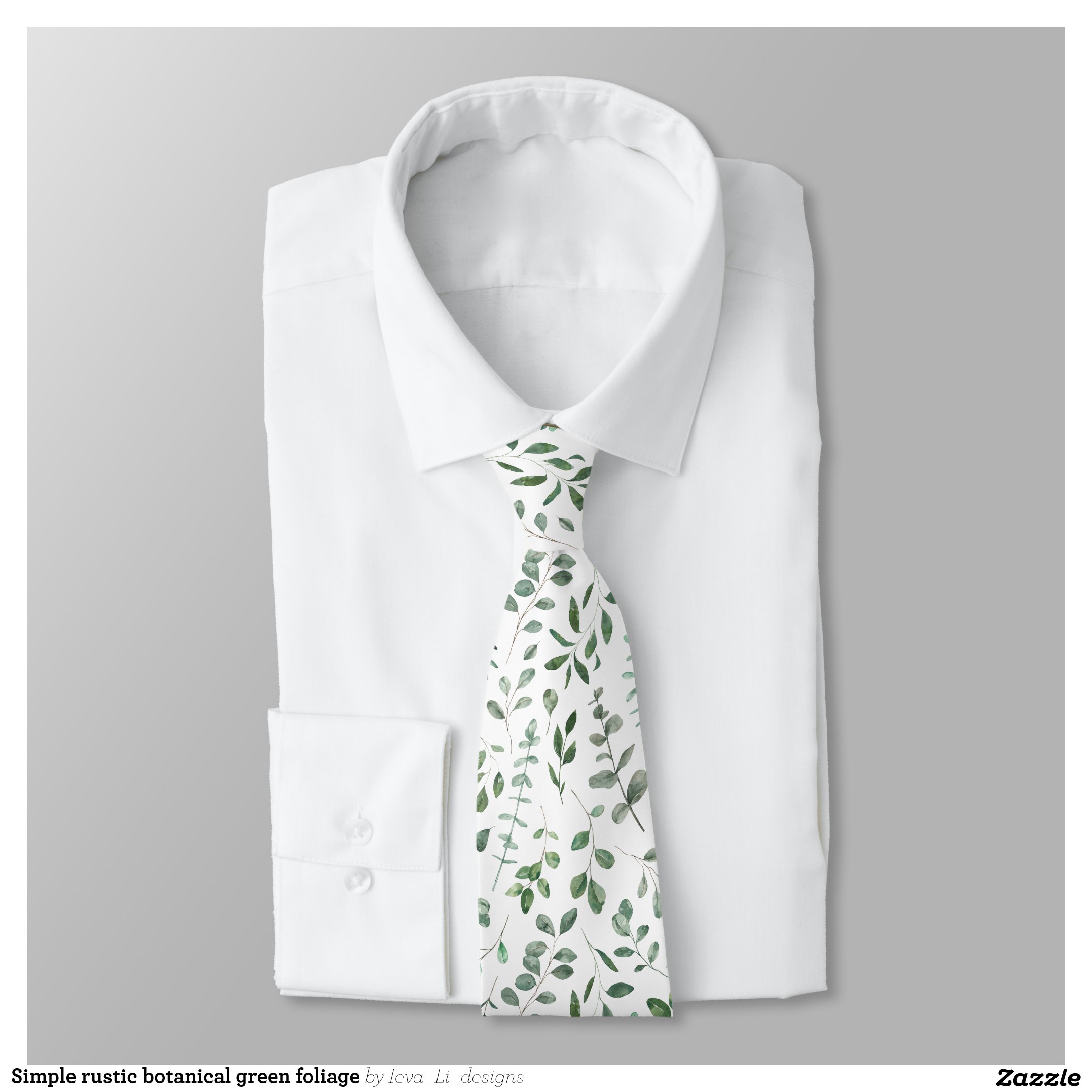 Simple rustic botanical green foliage neck tie