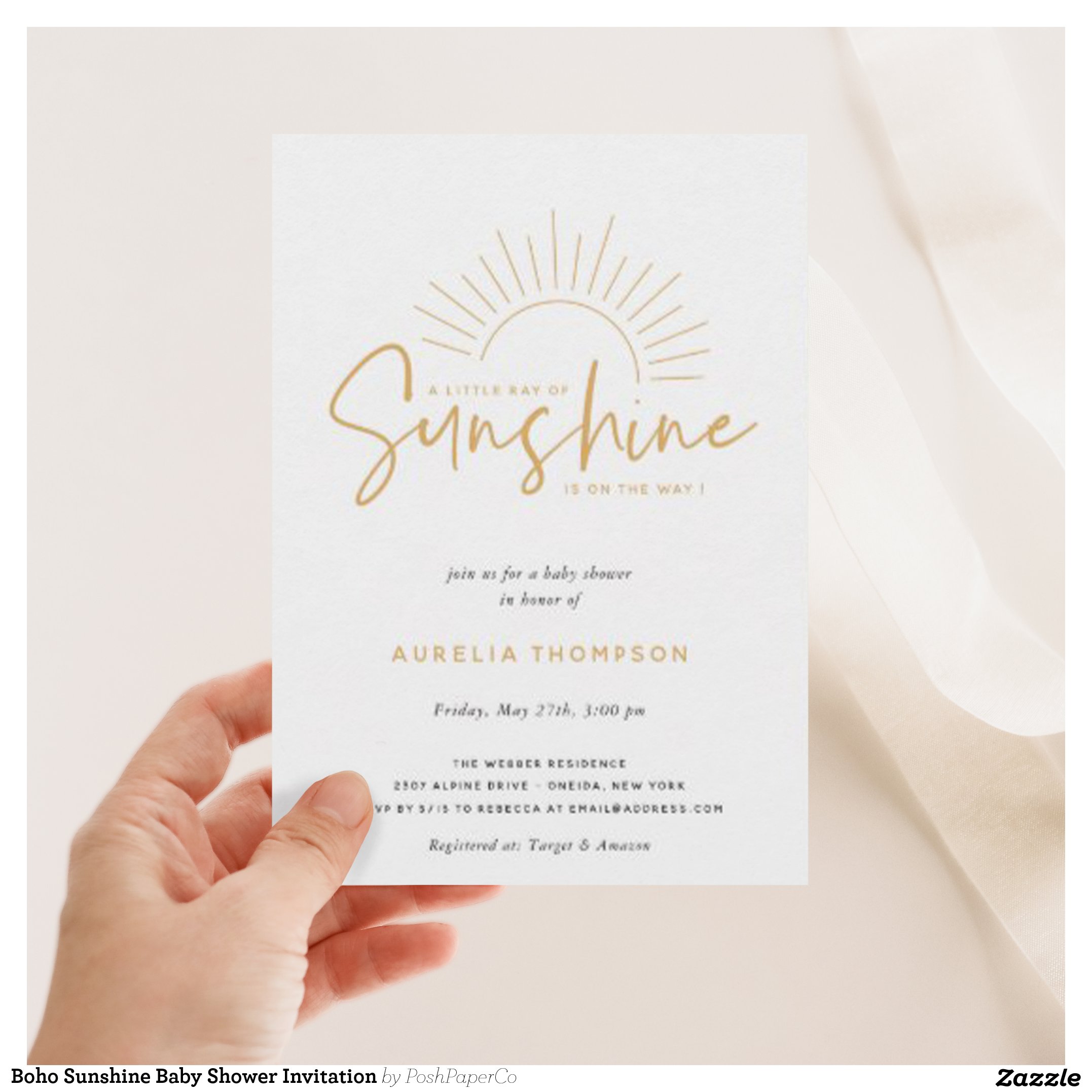 Boho Sunshine Baby Shower Invitation