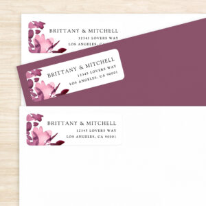 Romantic Watercolor Floral Plum Wedding Label