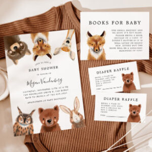 Woodland Animals Baby Shower Invitation