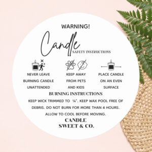 calligraphy Script Warning Candle Black and White Classic Round Sticker