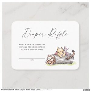 Watercolor Pooh & Pals Diaper Raffle Insert Card