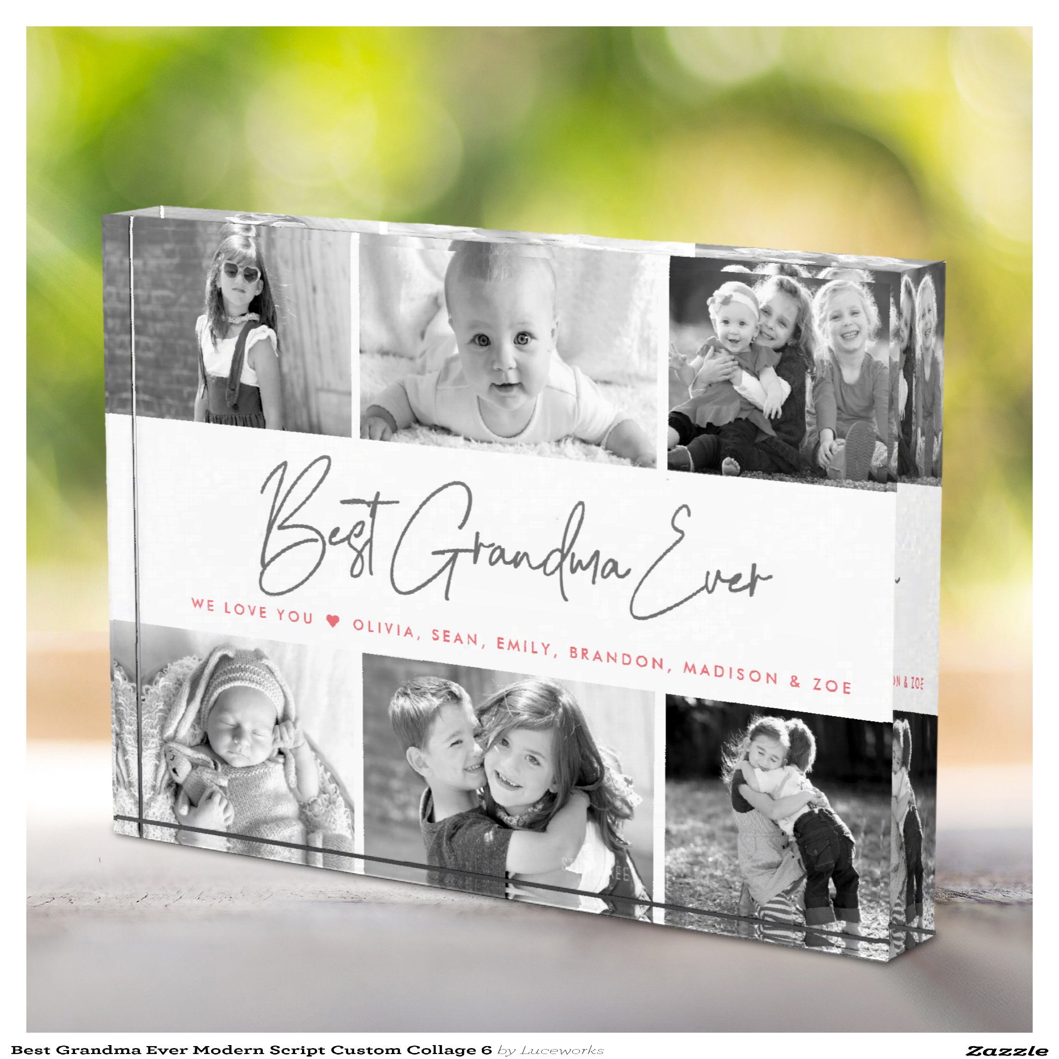 Best Grandma Ever Modern Script Custom Collage 6 Photo Block