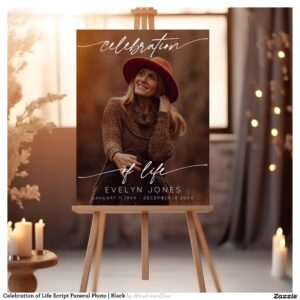 Celebration of Life Script Funeral Photo Black Foam Board