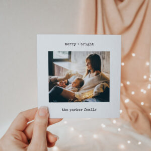 Minimalist Typewriter Merry Christmas with Photo Holiday Card