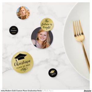 2025 Modern Gold Custom Photo Graduation Party Confetti