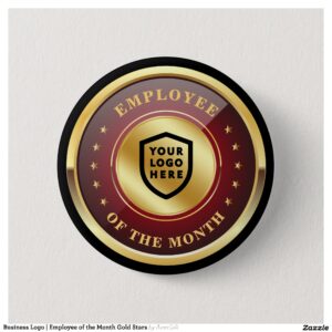 Business Logo Employee of the Month Gold Stars Button
