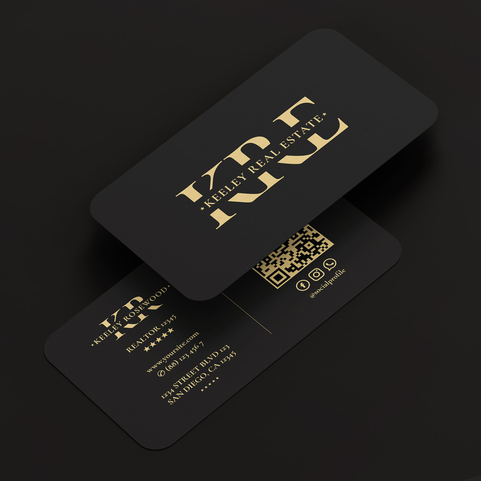 Professional Marketing Elegant Black Modern Business Card