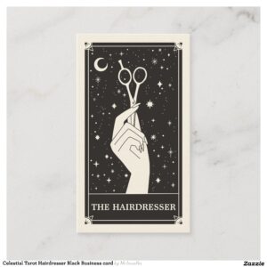 Celestial Tarot Hairdresser Black Business card