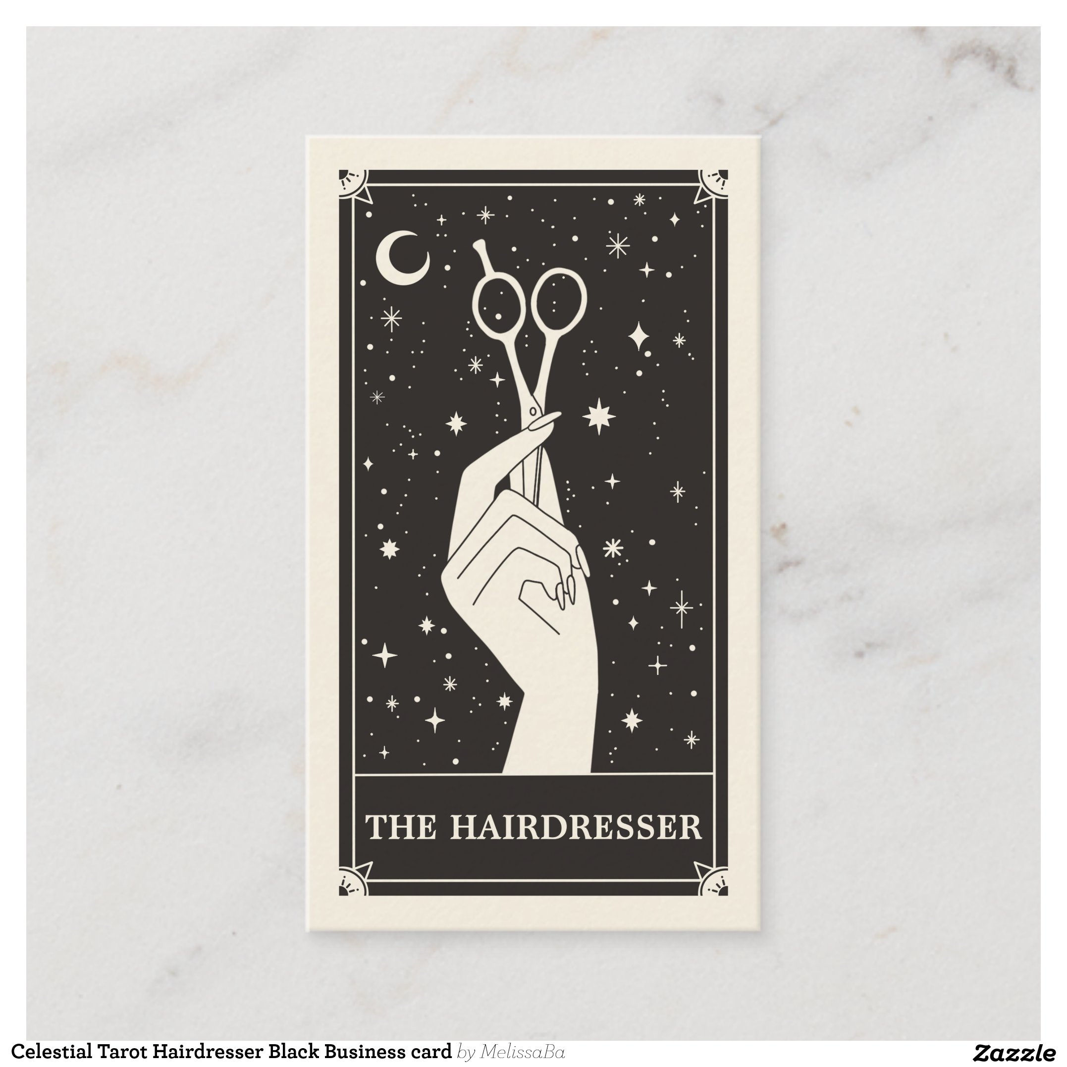 Celestial Tarot Hairdresser Black Business card