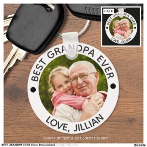 BEST GRANDPA EVER Photo Personalized Keychain