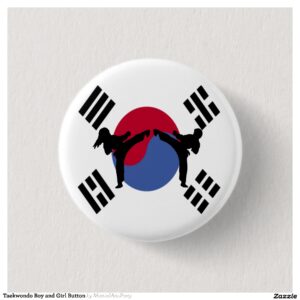 Taekwondo Boy and Girl Button