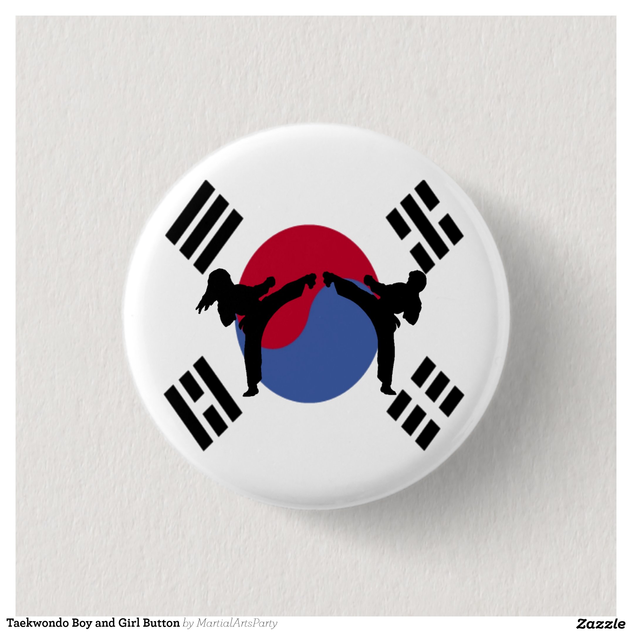 Taekwondo Boy and Girl Button