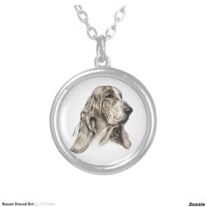 Basset Hound Art Silver Plated Necklace