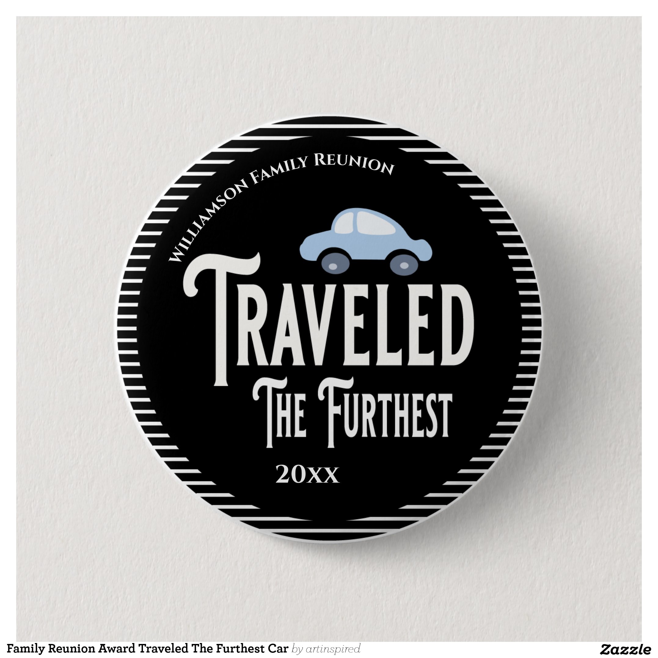 Family Reunion Award Traveled The Furthest Car Button
