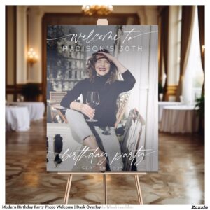 Modern Birthday Party Photo Welcome Dark Overlay Foam Board
