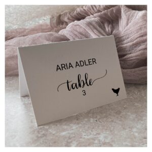 Simple Black Chicken Meal Option Place Card