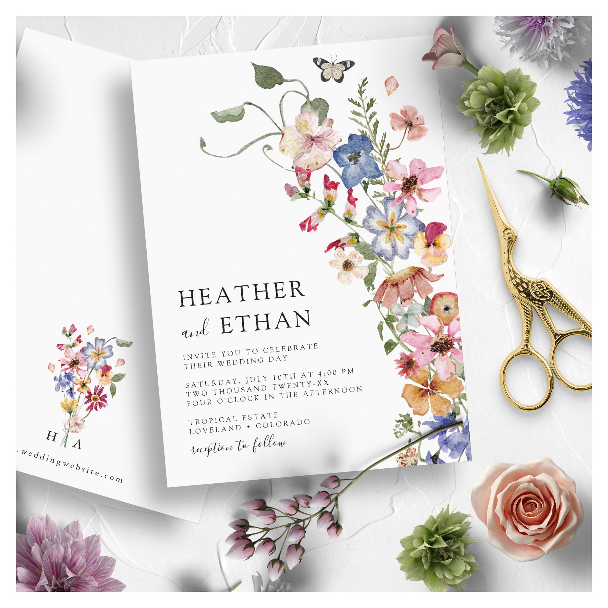 Modern Wildflower Wedding Invitation