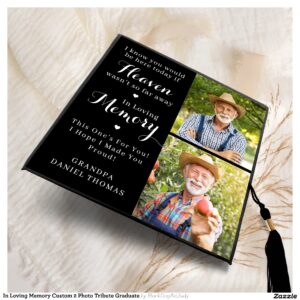 In Loving Memory Custom 2 Photo Tribute Graduate Graduation Cap Topper
