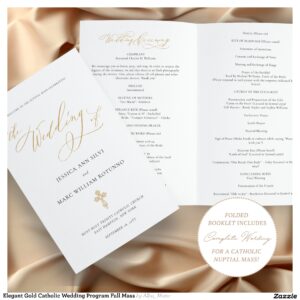 Elegant Gold Catholic Wedding Program Full Mass