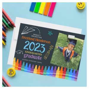 Kids Colorful Photo Elementary School Graduation Invitation
