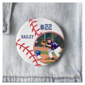 Baseball Pin Name Jersey Number Photo Button
