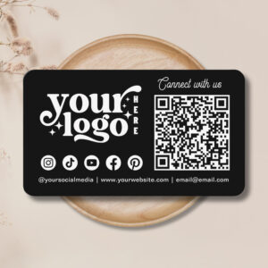 Connect with us Social Media QR Code Black Business Card